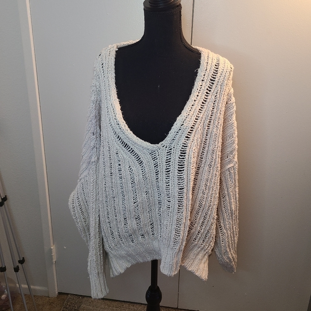 Free People beige cover up sweater large